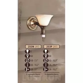 Бра премиум 253N/1 AY WHITE ALABASTER (Riperlamp)