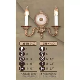 Бра премиум 259N/2 AQ CREAM ALABASTER (Riperlamp)