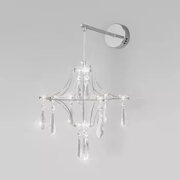 Бра светодиодное с хрусталем и регулировкой цветовой температуры Bogate's Tense 442/1 хром с подвесками