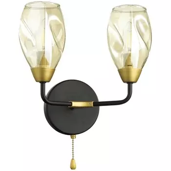 Бра с выкл. черный, золотой E14 2*40W Lumion FAWN 5208/2W