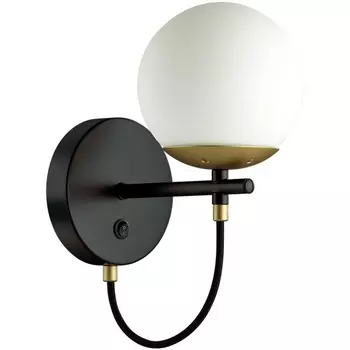 Бра с выкл. черный, золотой E27 60W Lumion Randi 5212/1W в форме шара