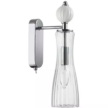 Бра с выключателем Lumion Emily 8268/1W хром/белый/прозрачный, металл/керамика/стекло Е14 1*40W 220V