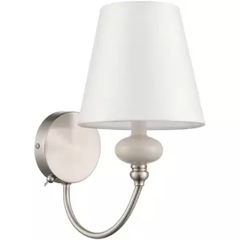 Бра с выключателем Lumion Kentuki 8283/1W никель/белый, металл/керамика/текстиль Е14 1*40W 220V