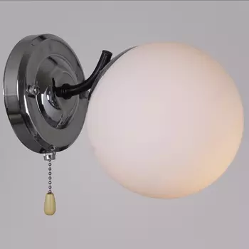 Бра с выключателем Reluce 02318-0.2-01 BK+CH в форме шара