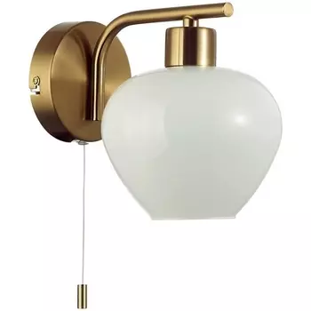 Бра с выключателем сонетка Lumion Carmela 8278/1W латунь/белый, металл/стекло Е14 1*40W 220V