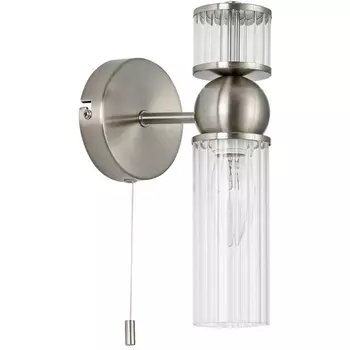 Бра с выключателем сонетка Lumion Denver 8277/1W сатин никель/прозрачный, металл/стекло Е14 1*40W 220V