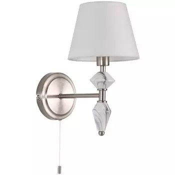 Бра с выключателем сонетка Lumion Vermont 8274/1W никель/белый/серый, металл/керамика/ткань Е14 1*40W 220V