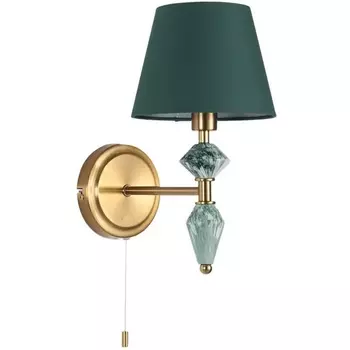 Бра с выключателем сонетка Lumion Vermont 8275/1W латунь/зеленый, металл/керамика/ткань Е14 1*40W 220V