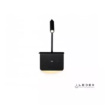 Бра на гибкой ножке для чтения светодиодное с USB-портом, выключателем и с полкой 7031C BK iLedex Support