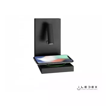 Бра для чтения светодиодное с выключателем и с полкой 1831A BK iLedex iCharge