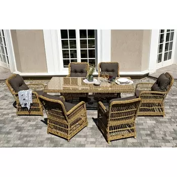 "Цесена" обеденная группа плетеная из искусственного ротанга, цвет соломенный 4SIS арт.УТ-00008187