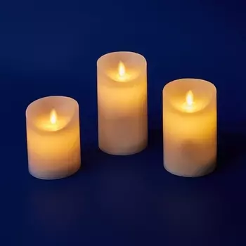Декоративная светодиодная с пультом на батарейках 2AA (комплект 3 шт.) ULD-F055 WARM SET3 Uniel WHITE RC CANDLE
