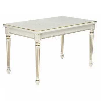 Деревянный стол Woodville Леджер слоновая кость / патина золото 438346