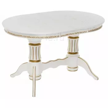 Деревянный стол Woodville Герцог молочный с золотой патиной 406086