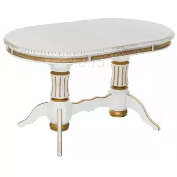 Деревянный стол Woodville Женева молочный с золотой патиной 406085