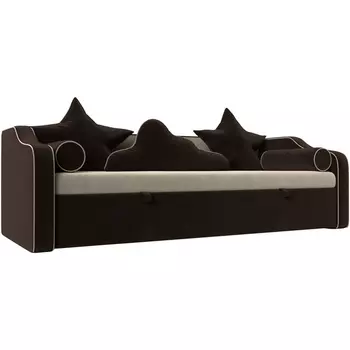 Детский диван-кровать Рико (основа микровельвет бежевый, компаньон микровельвет коричневый) Лига Диванов 107347