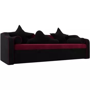 Детский диван-кровать Рико (основа микровельвет бордовый, компаньон микровельвет черный) Лига Диванов 112262