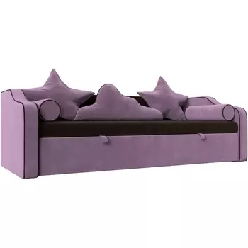 Детский диван-кровать Рико (основа микровельвет коричневый, компаньон микровельвет сиреневый) Лига Диванов 107354