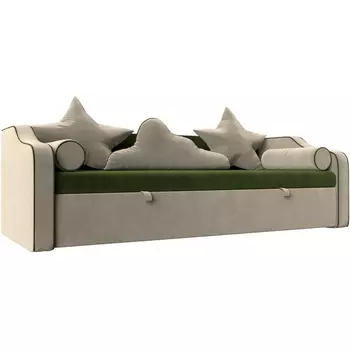 Детский диван-кровать Рико (основа микровельвет зеленый, компаньон микровельвет бежевый) Лига Диванов 107349