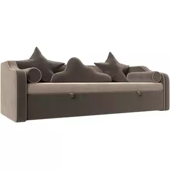 Детский диван-кровать Рико (основа велюр бежевый, компаньон велюр коричневый) Лига Диванов 107342