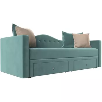 Детский прямой диван Дориан (Велюр бирюзовый) Лига Диванов 113722