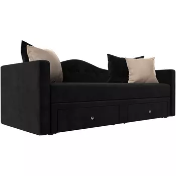 Детский прямой диван Дориан (Велюр черный) Лига Диванов 113728