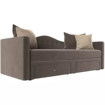 Детский прямой диван Дориан (Велюр коричневый) Лига Диванов 113725