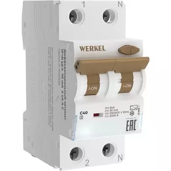 Дифференциальный автомат 1P+N 40 A 30 mA 6 kA C A Werkel W922P164 (a065619)