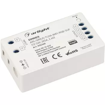 Диммер ARL-SIRIUS-TUYA-WIFI-RGB-SUF (12-24V, 3x5A, 2.4G) (Arlight, IP20 Пластик, 3 года) 036360