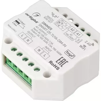 Диммер SMART-D5-TUYA-DIM-IN (230V, 1.5A, TRIAC, WiFi, 2.4G) (Arlight, IP20 Пластик, 5 лет) 032991(1)