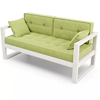 Диван Arsko Астер Мини беленый дуб зеленая рогожка