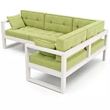 Диван Arsko Астер У беленый дуб зеленая рогожка