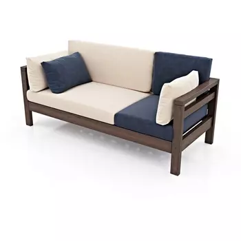 Диван Arsko прямой Домино Б орех велюр молочный/синий