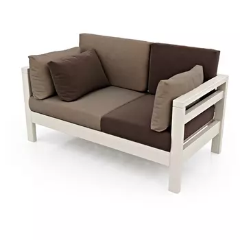 Диван Arsko прямой Домино М беленый дуб велюр светло-коричневый/темно-коричневый