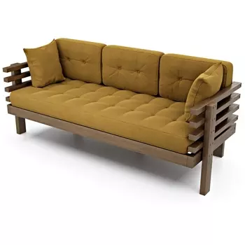 Диван Arsko Стоун орех горчичный велюр