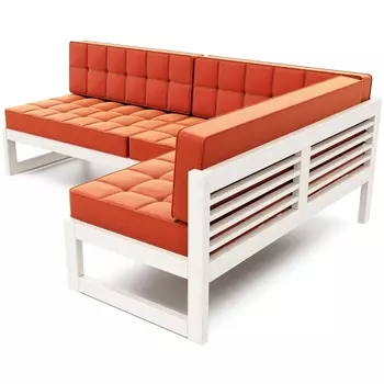 Диван Arsko угловой Сега У беленый дуб велюр оранжевый