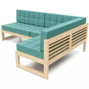 Диван Arsko угловой Сега У сосна рогожка бирюзовая