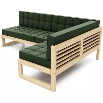 Диван Arsko угловой Сега У сосна велюр зеленый