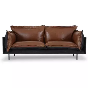 Диван Barcelona 2-местный ОГОГО (арт.762642), (Кожа,Микрофибра/Коричневый,Черный) ОГОГО Обстановочка!