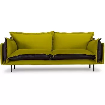 Диван Barcelona 2-местный ОГОГО (арт.853420), (Ткань,Экокожа/Горчичный,Черный) ОГОГО Обстановочка!