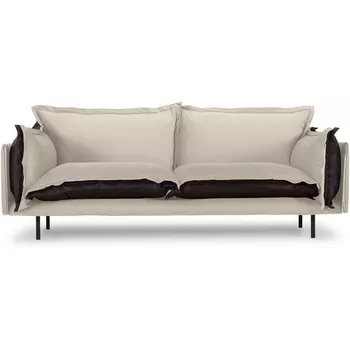 Диван Barcelona 2-местный ОГОГО (арт.853423), (Ткань,Экокожа/Бежевый,Черный) ОГОГО Обстановочка!