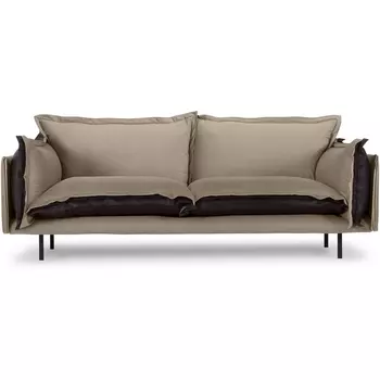 Диван Barcelona 2-местный ОГОГО (арт.853425), (Ткань,Экокожа/Бежевый,Черный) ОГОГО Обстановочка!