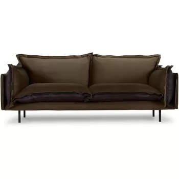 Диван Barcelona 2-местный ОГОГО (арт.853427), (Ткань,Экокожа/Коричневый,Черный) ОГОГО Обстановочка!