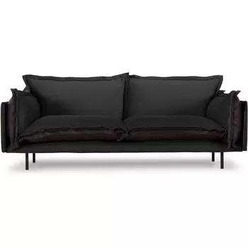 Диван Barcelona 2-местный ОГОГО (арт.853429), (Ткань,Экокожа/Черный) ОГОГО Обстановочка!