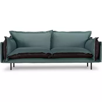 Диван Barcelona 2-местный ОГОГО (арт.853431), (Ткань,Экокожа/Черный,Бирюзовый) ОГОГО Обстановочка!