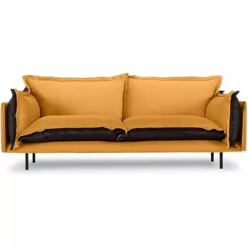 Диван Barcelona 2-местный ОГОГО (арт.853432), (Ткань,Экокожа/Оранжевый,Черный) ОГОГО Обстановочка!