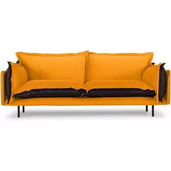 Диван Barcelona 2-местный ОГОГО (арт.853434), (Ткань,Экокожа/Желтый,Черный) ОГОГО Обстановочка!