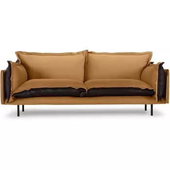 Диван Barcelona 2-местный ОГОГО (арт.853435), (Ткань,Экокожа/Черный,Светло-коричневый) ОГОГО Обстановочка!