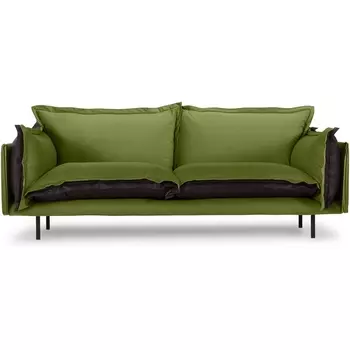 Диван Barcelona 2-местный ОГОГО (арт.853437), (Ткань,Экокожа/Зеленый,Черный) ОГОГО Обстановочка!