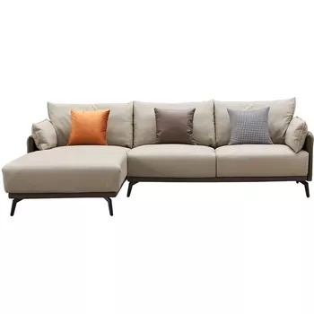 Диван ESF ELEGANTE NAPPA SF015 угловой бежевый 6615-коричневый угол правый/Кожа